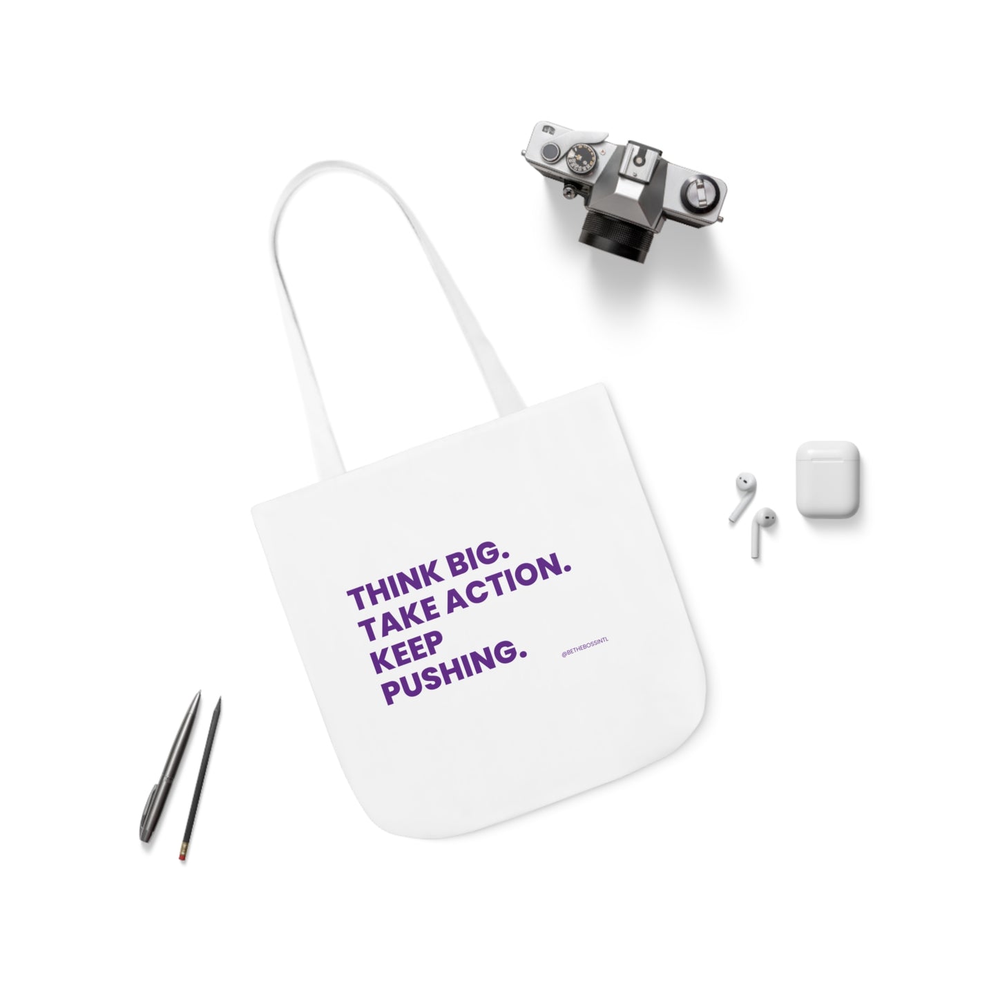 Think BIg Canvas Tote Bag, 5-Color Straps