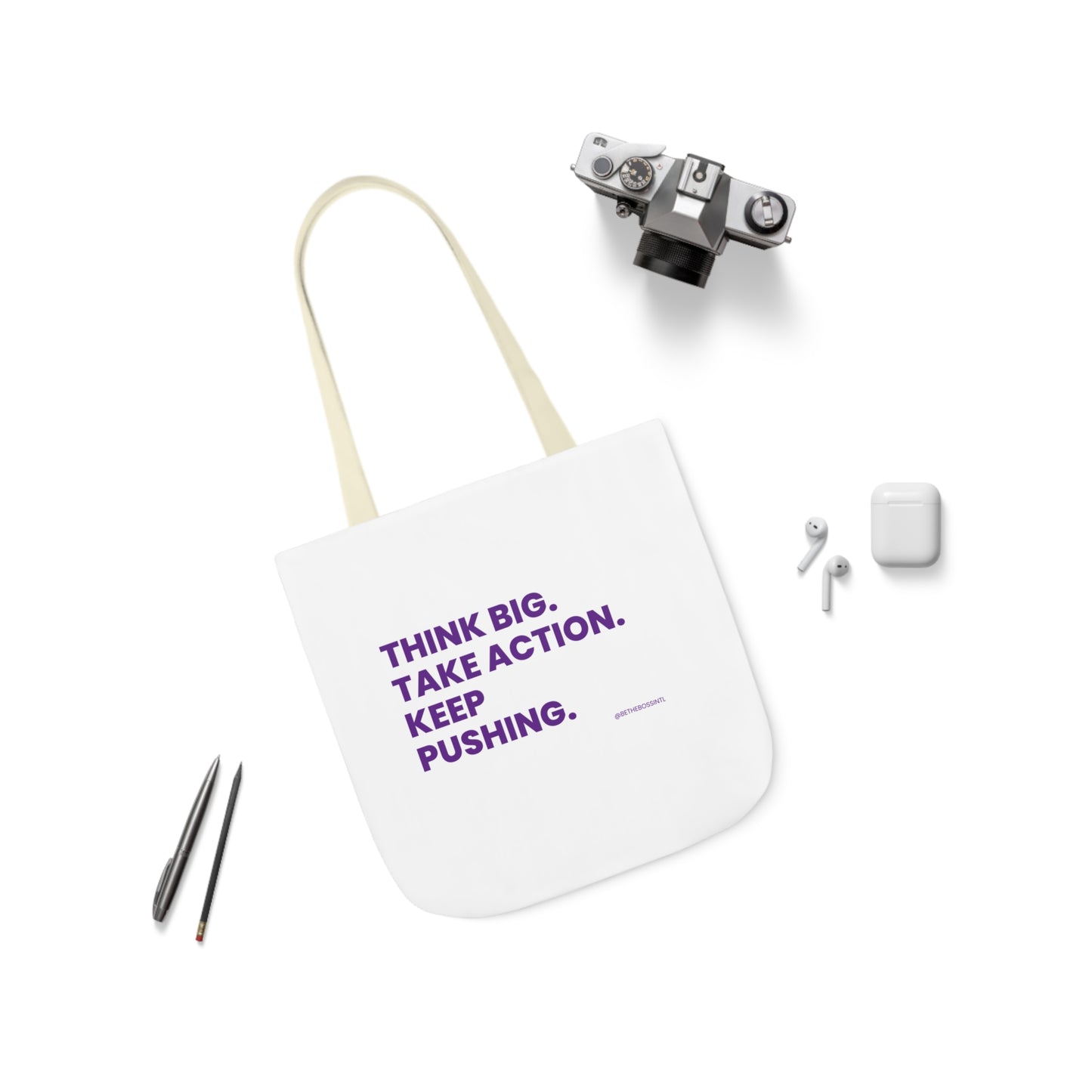 Think BIg Canvas Tote Bag, 5-Color Straps